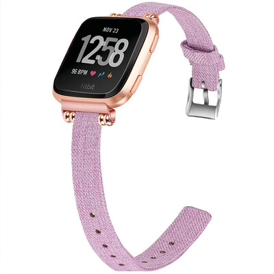 

Ecsem Slim Woven Bands for Fitbit Versa Bands Durable Canvas Fabric Strap with Stainless Steel Bead 55"-81"