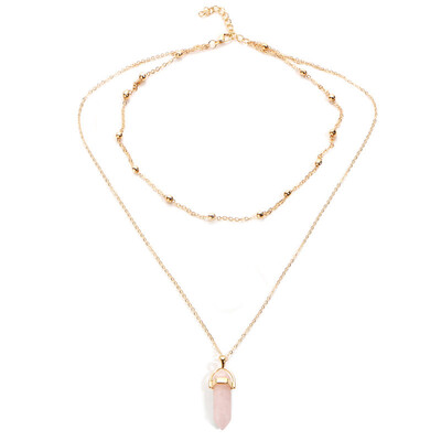 

Europe&the United States foreign trade cross-border jewelry fashion simple hexagonal crystal necklace female multi-layer clavicle chain