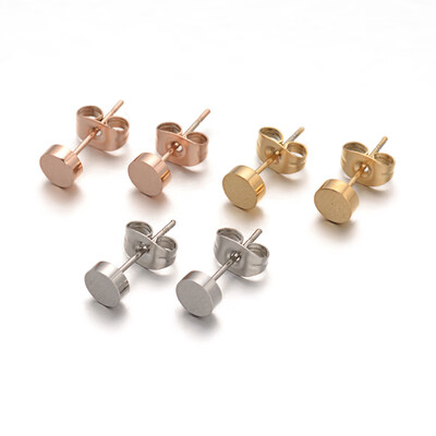 

Flat Round 304 Stainless Steel Stud Earrings Mixed Color 5x2mm Pin 08mm