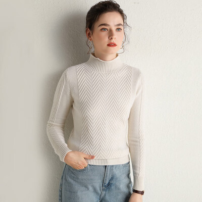 

Sweater womens 19 new autumn&winter pure cashmere albath white plush thickened half high collar womens pure sweater