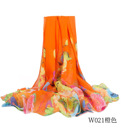 

New Peacock Feather Print Chiffon Scarf Summer Seaside Increase Sunshade Beach Towel Sun Protection Shawl W021