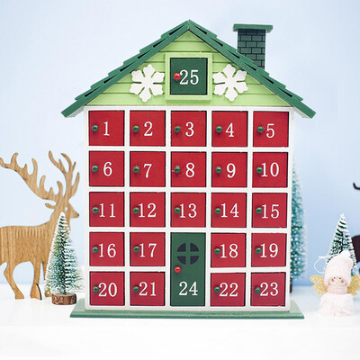 

Christmas Wooden House Countdown Advent Calendar Christmas Storage Box Parts New