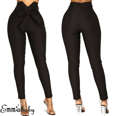 

Sexy Women Slim Skinny Pants High Waist Belted Legging Long Pencil Trousers