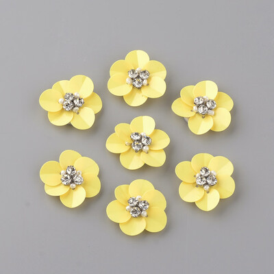 

Handmade Paillette Ornament Accessories with Rhinestones&Fabrics Pads Flower Yellow 2425x2223x7mm