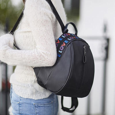 

Womens Zipper Backpack Soft Handle Shoulders Bag For Travel New Fashion Wild Color Strip Travel Bag