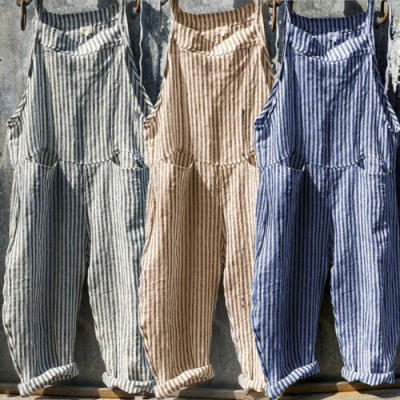 

Fashion Women Cotton Linen Pants Overalls Straps Jumpsuit Rompers Trousers