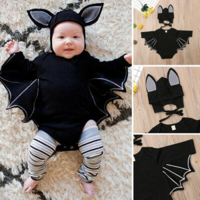 

My 1st Halloween Newborn Baby Boy Bat Romper BodysuitHat 2Pcs Cosplay Outfit UK