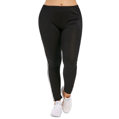 

Plus Size Side Striped Insert Elastic Waist Leggings