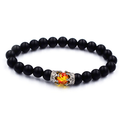 

Imitation Resin Beads With Gold Silver King Crown Charm Bracelets For Women Men Jewelry