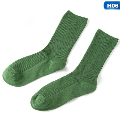 

Autumn Winter Solid color knitting College style Mid tube socks Retro Cotton Socks
