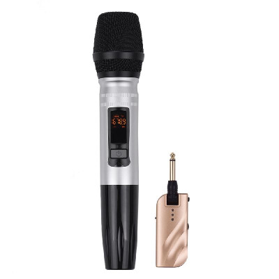 

UHF Dual-Frequency Wireless Microphones Set with 1 Receiver 1 Handheld Microphone for DJ Party Karaoke Business Meeting Live Perfo