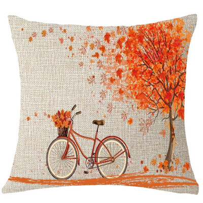 

Siaonvr Happy Autumn Tree Maple Leaf Bicycle Pillow Cover Decorative18x18inchs