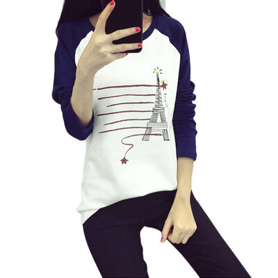 

Autumn Womens T-Shirt Lovely Character Printed Long Sleeve Tops