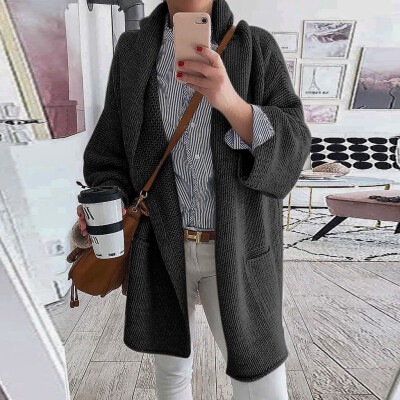 

Tailored Women Fashion Casual Solid Open Front Long Sleeve Knit Sweater Cardigans Coat