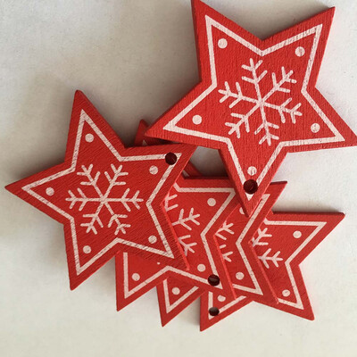 

Natural Wood Christmas Ornaments Pendant Hanging Gifts Snowflakes Christmas Tree Decor