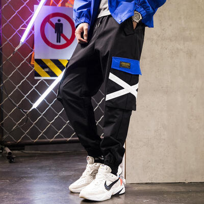 

2019 Autumn New Men Streetwear Hip Hop Side Big Pockets Pants Loose Harem Casual Pants Harajuku Mens Cargo Pants Joggers Trouse