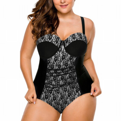 

Plus Size black gray triangle beach holiday one-piece swimsuit