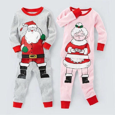 

Christmas Baby Kids Boys Girls Santa Claus Sleepwear Nightwear Pajamas Set 0-5Y