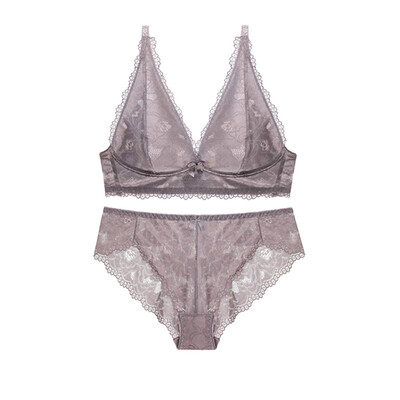 

Toponeto Sexy Fashion Women Ultra-thin Ring-free Lace Vest type Bra Underwear Suit