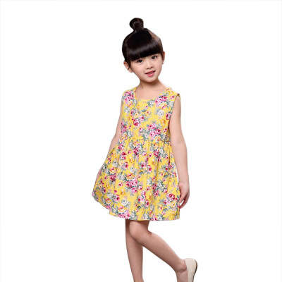 

Fashion Summer Baby Girl Dress With Floral Print And Sleeveless Pattern Comfortable For Dressing In the Summer