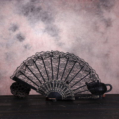 

Siaonvr Best Chinese Style Dance Wedding Party Lace Silk Folding Hand Held Flower Fan