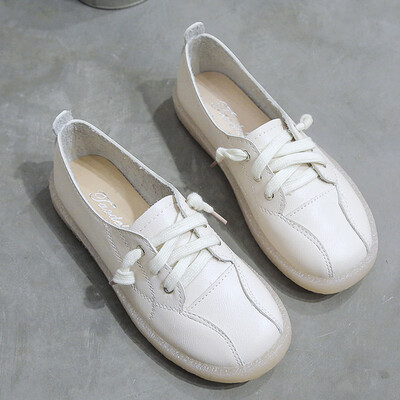 

Soft-soled white shoes lace-up women 2019 Western style autumn flat-bottomed nurse shoes students pregnant women comfortable women