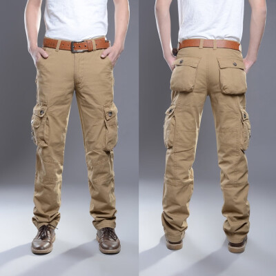 

Gobestart Mens New Fashion Casual Outdoors Solid Work Trousers Multi-pocket Long Pants