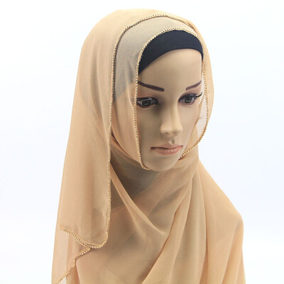 

Hui nationality cover headband pearl chiffon studded beaded headscarf foreign trade hot headscarf wholesale MSL007