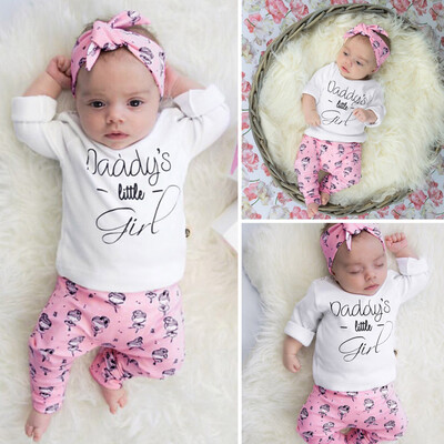 

Newborn Toddler Infant Baby Girls Letter Print Tops Cartoon Pants Outfits Set