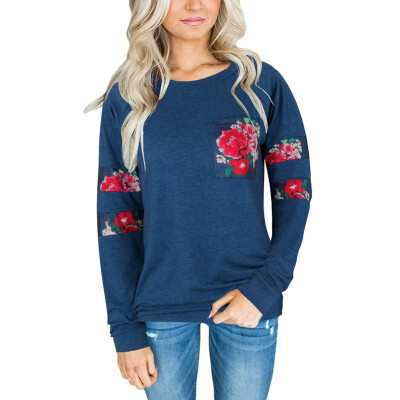 

Women Casual O-neck Floral Print Sweatshirt Autumn Winter European American Women T-shirt Blusas Femininas