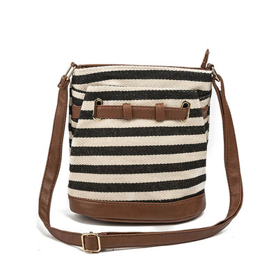 

Tailored Stripe Canvas Tote Bags Women Shoulder Bag Handbags Postman Package BK