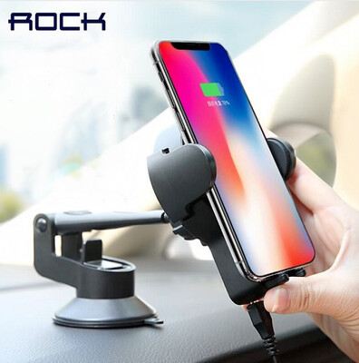 

ROCK car phone holder car wireless charger car charger outlet instrument panel two in one bracket Apple charger Samsung charger deep gray
