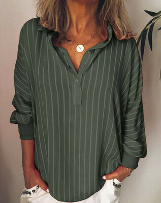 

Womens Baggy Casual Loose Fit Long Sleeve T-Shirts V Neck Tops Blouse Plus Size