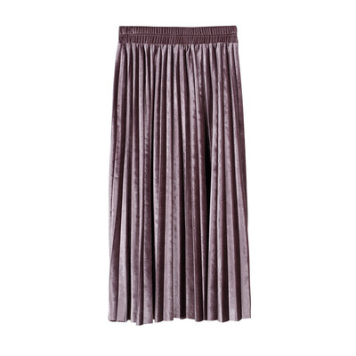 

Qiu dong is pure color render joker velvet pleated skirts