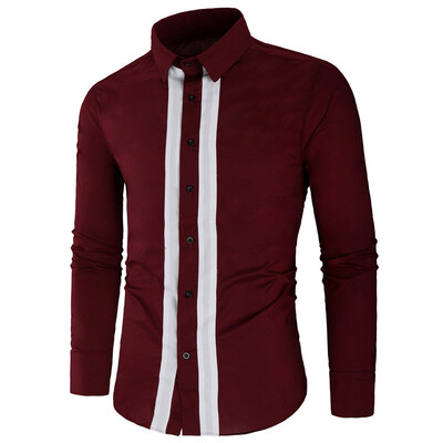 

Toponeto Fashion Mens Needle show Autumn Long Sleeve Casual Fit Buttons Round Top Blouse