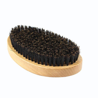 

Oval Portable Boar Bristle Beard Brush Men Facial Cleaning Mustache Care