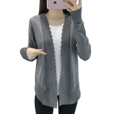 

Women Casual All-match Knitted Cardigan Long Sleeves Jacket V-neck Loose Sunscreen Top