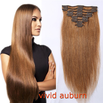 

100 Human Hair Real Thick Women Girls Long Straight Full Head Hair Extension Clip In Hair Extension