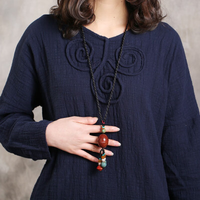 

Ethnic style necklace retro wild jewelry handmade ceramic pendant long necklace chain fashion sweater chain ladies necklace