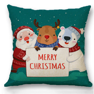 

2020 New 18&quot Christmas Linen Pillow Cover Santa Claus Pattern Square Pillow Case Cushion Car Home Decor 14 Pattern