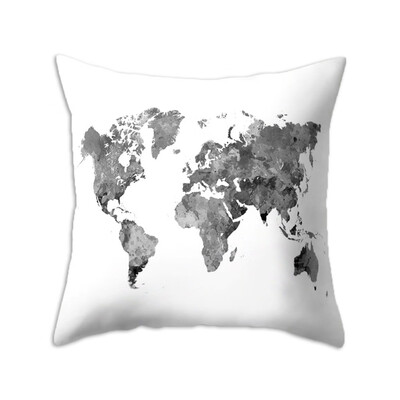 

1818Inch Fashion Modern World Map Square Throw Pillow Case Sofa Cushion Cover Home Decor