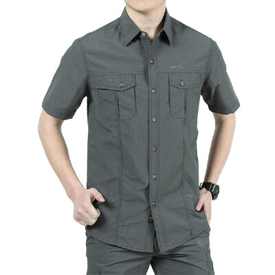 

Mens Quick Drying Short Sleeve Shirt Outdoor Fishing Mountaineering Camping Summer Casual Shirt