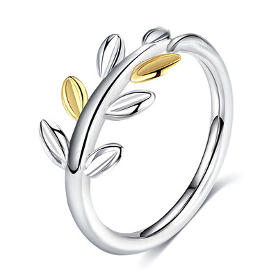 

Sterling Silver Two Leaf Clover Leaf Luxury Lady Jewelry for Women Wedding Ring Female