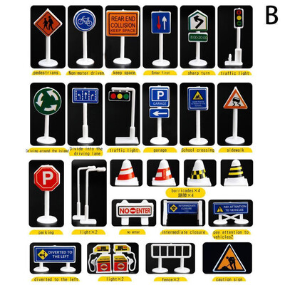 

Tailored 28 Pcs Car Toy Accessories Traffic Road Signs Kids Children Play Learn Toy Game