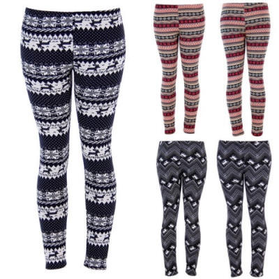 

3 Styles Womens Christmas Warm Leggings Snowflake Reindeer Print Tights High Waist Stretchy Long Pants