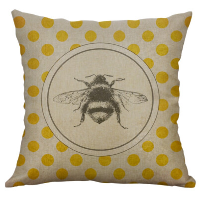 

〖Follure〗European style Retro Small Bee Linen Pillow Home Car Cushion Cover