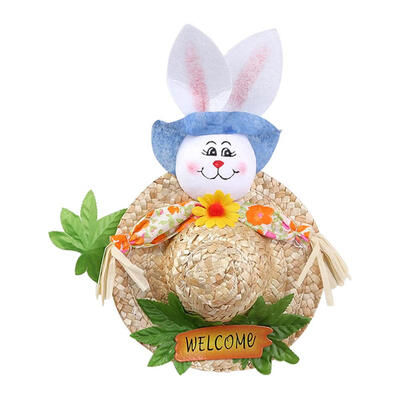 

Creative Kids Handmade Straw Cap Rabbit Easter Toys Home Ornaments Gift
