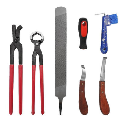 

6PCS Horse Farrier Hoof Nipper Trim Shoeing File Rasp Handle Hoof Cutter Tool Horse Manicure Care Set