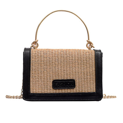 

Women Braided Square Shoulder Bag Shopping Travel Pouch Handbag with Handle