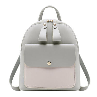 

Hit Color Backpack Women Leather Travel Shoulder Satchel Small School Bags